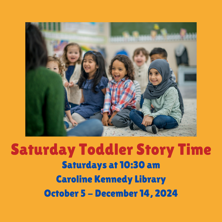 Image of children at story time with text.