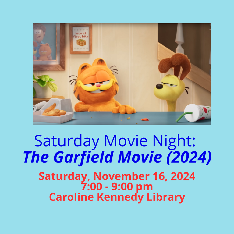 Image of Garfield and his dog with text.