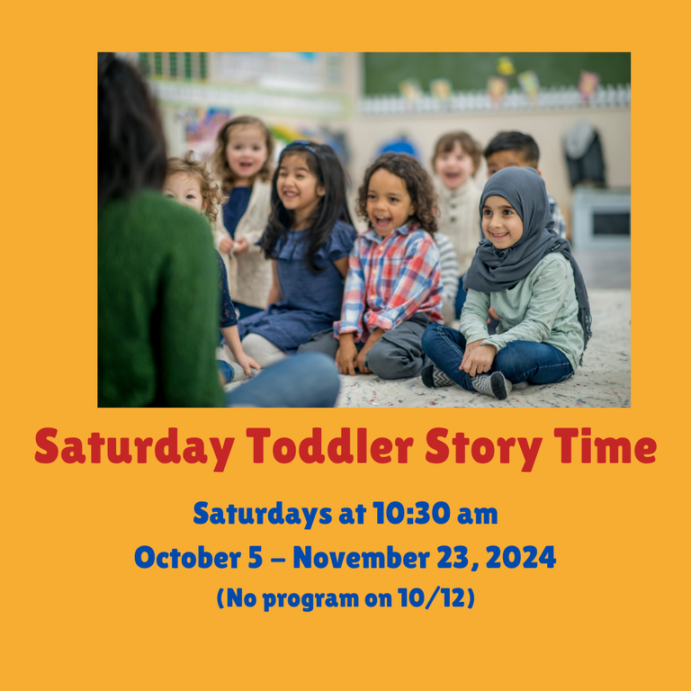 Image of children at story time with text.